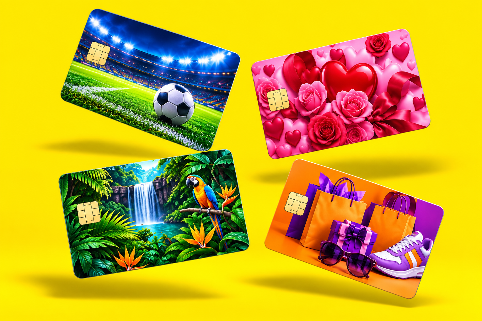 Conceptontwerpen voor voetbal, love, jungle en shoppen